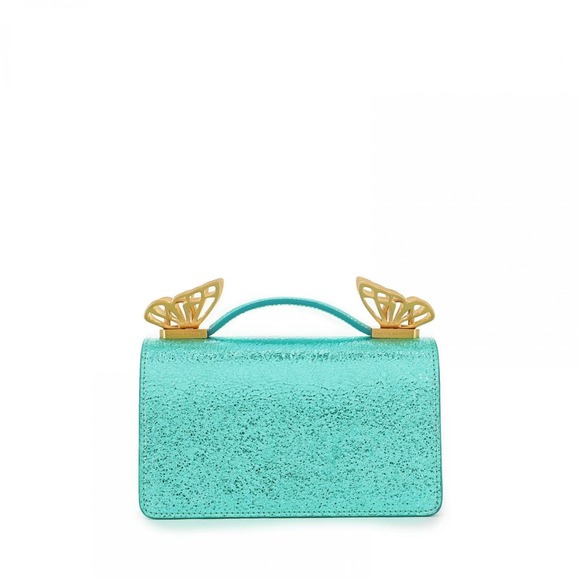 Sophia Webster Mariposa Mini Metallic Leather Shoulder Bag ~ Emerald - Picture 1 of 9